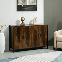 Homcom Industrial Sideboard Buffet Storage Cabinet with Adjustable Shelves Rustic Brown
