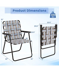 2PCS Folding Beach Chair Camping Lawn Webbing Lightweight 1 Position