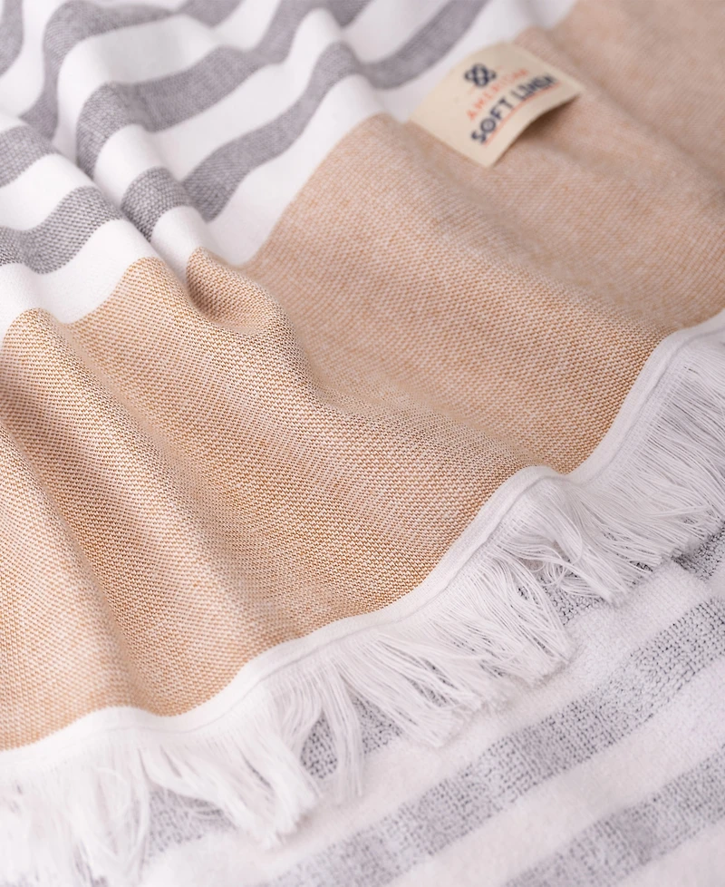 American Soft Linen Peshtemal 100% Turkish Cotton 4-Pack Beach Towels, 35" x 60"