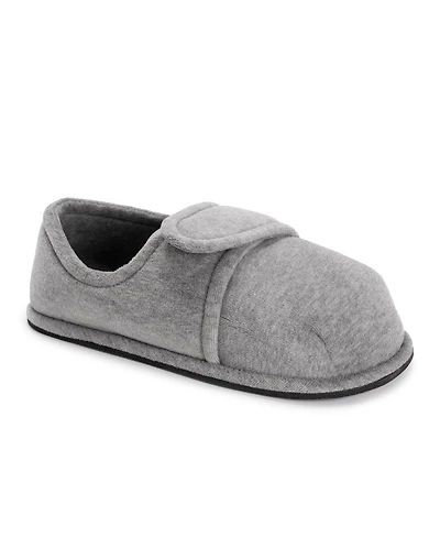 Softones By Muk Luks Unisex Adjustable Velour Slipper, Grey, L (W- 13-15 M-10-12)