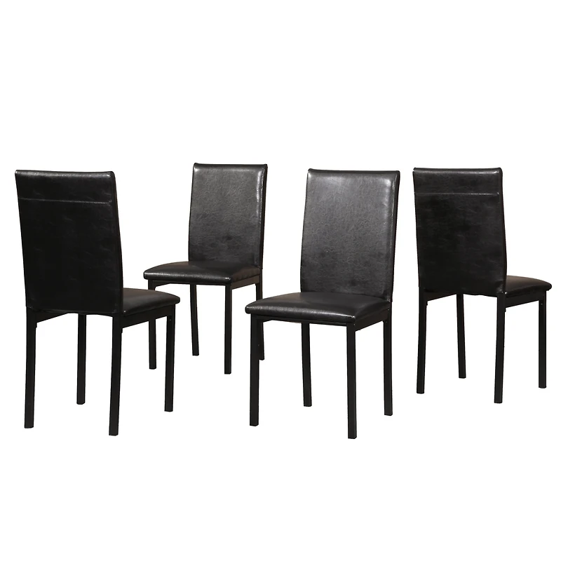 Streamdale Furniture Faux Leather Seat Metal Frame Dining Chairs, Set of 4, Black