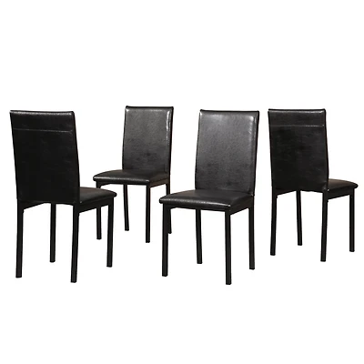 Streamdale Furniture Faux Leather Seat Metal Frame Dining Chairs, Set of 4, Black