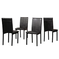 Streamdale Furniture Faux Leather Seat Metal Frame Dining Chairs, Set of 4, Black