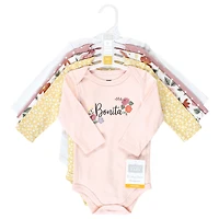 Hudson Baby Girls Cotton Long-Sleeve Bodysuits -Pack