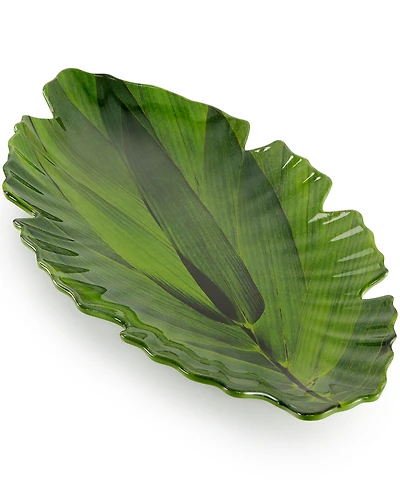 Q Squared Zen Melamine Large Green Leaf Platter