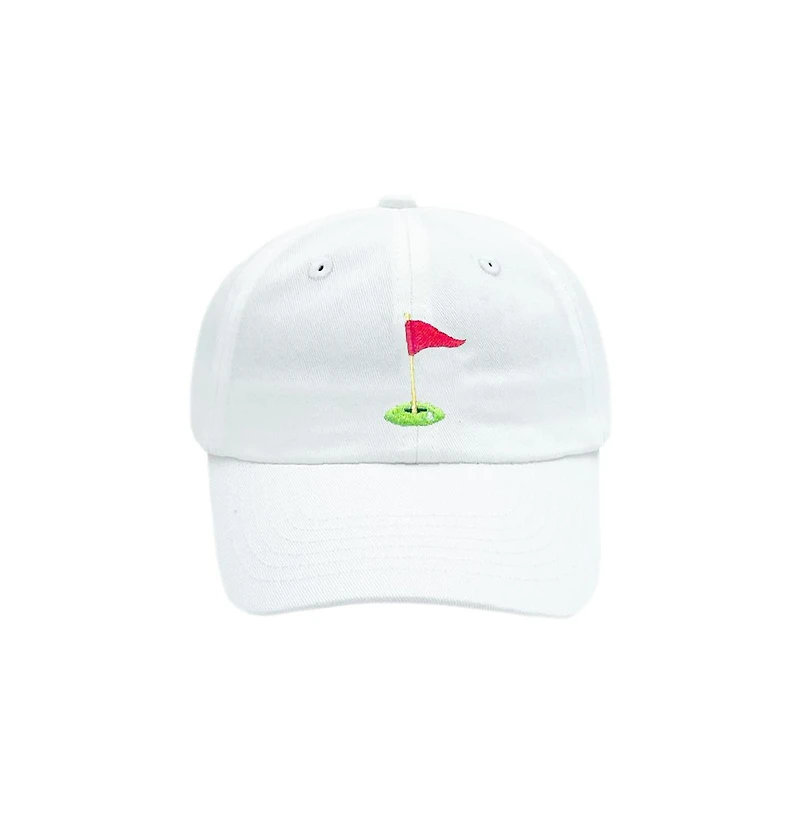 Bits & Bows Boys Golf Flag Baseball Hat in White