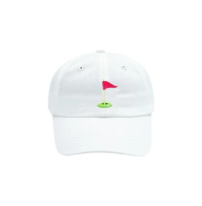 Bits & Bows Boys Golf Flag Baseball Hat in White