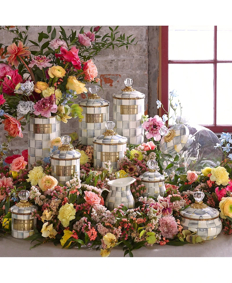 Mackenzie-Childs Sterling Check Enameled Steel Medium Canister