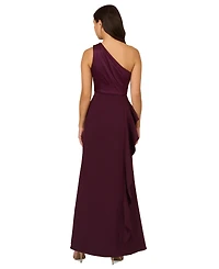 Adrianna Papell One-Shoulder Satin-Trim Draped Gown