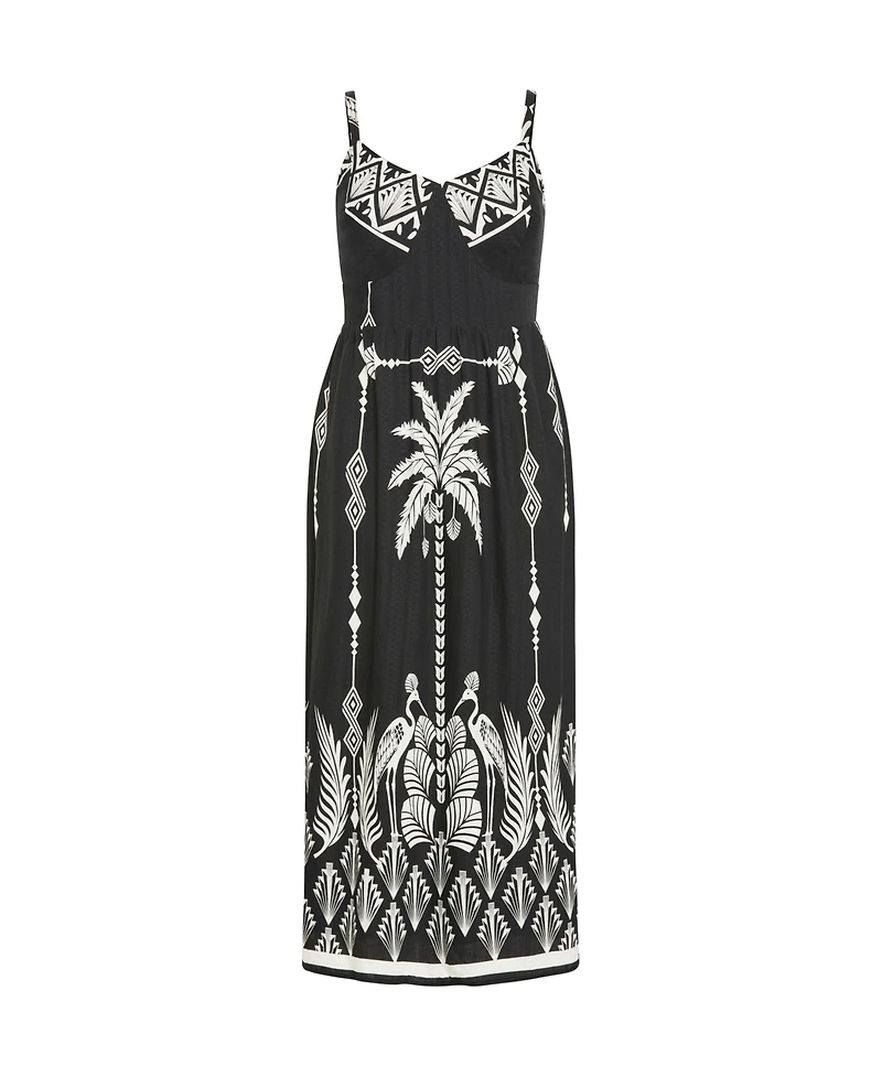 City Chic Plus Jez Border Print Maxi Dress