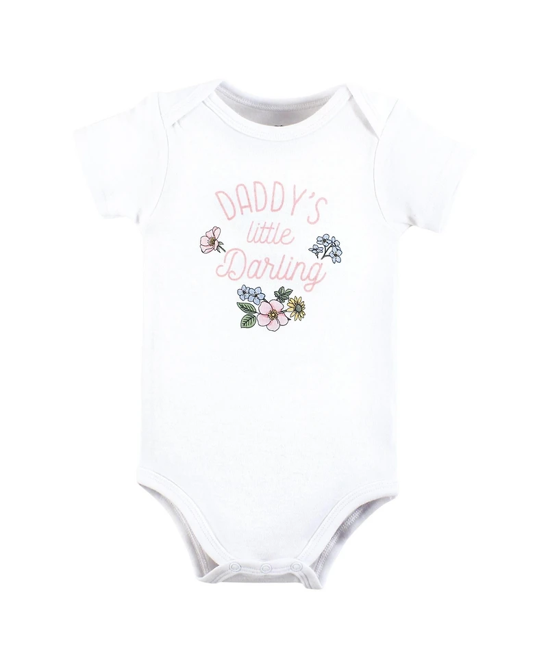 Hudson Baby Baby Girls Hudson Soft Everyday Cotton Bodysuits 3-Pack