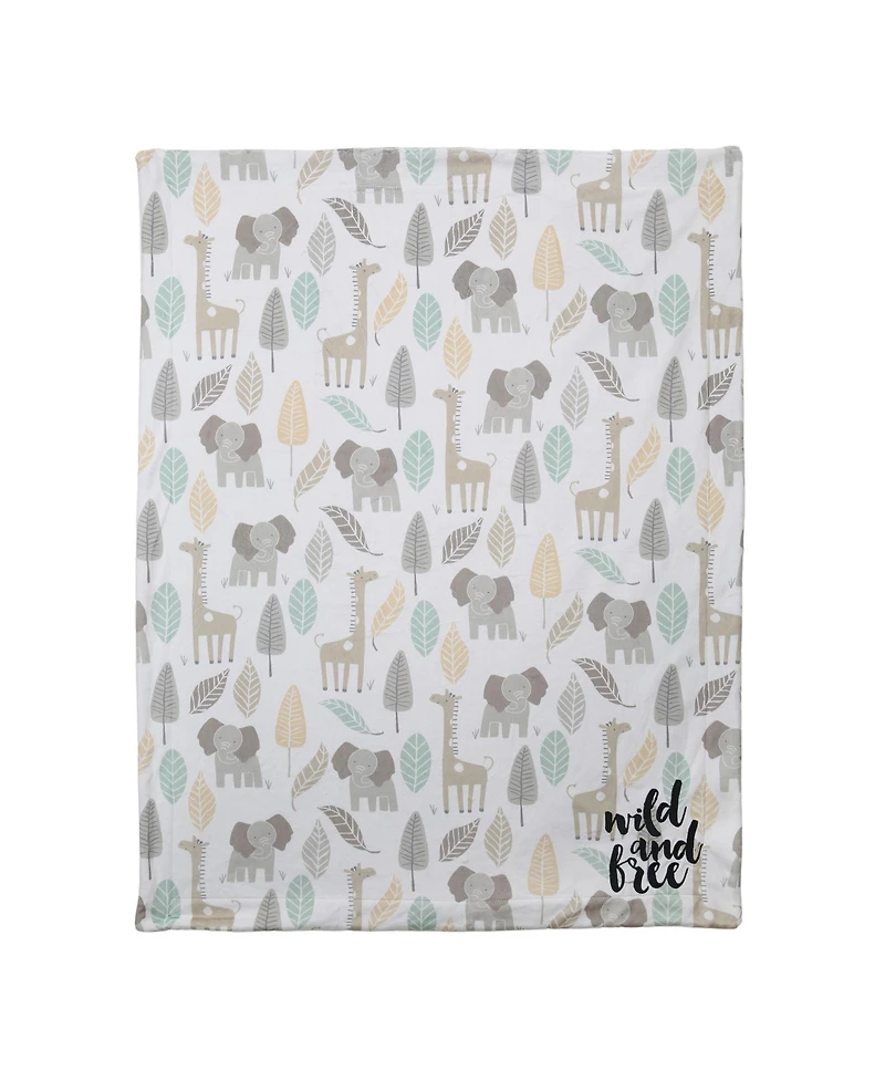 Lambs & Ivy Jungle Friends Elephant/Giraffe Safari Soft Fleece Baby Blanket