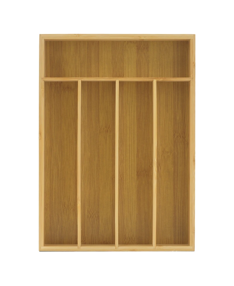 JoyJolt Bamboo 5 Slot Drawer Organizer for Kitchen Utensils