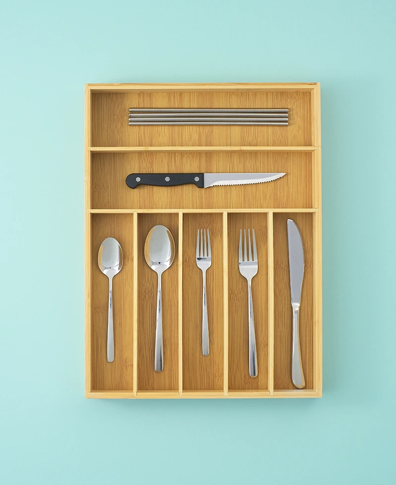 JoyJolt 7 Compartment Bamboo Drawer Organizer