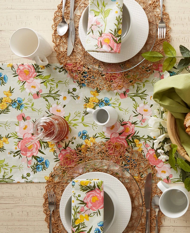 Design Imports Spring Bouquet Print Table Runner, 14"x72 "
