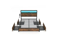 Slickblue Bed Frame with Smart Led Lights and Storage Drawers-Full Size