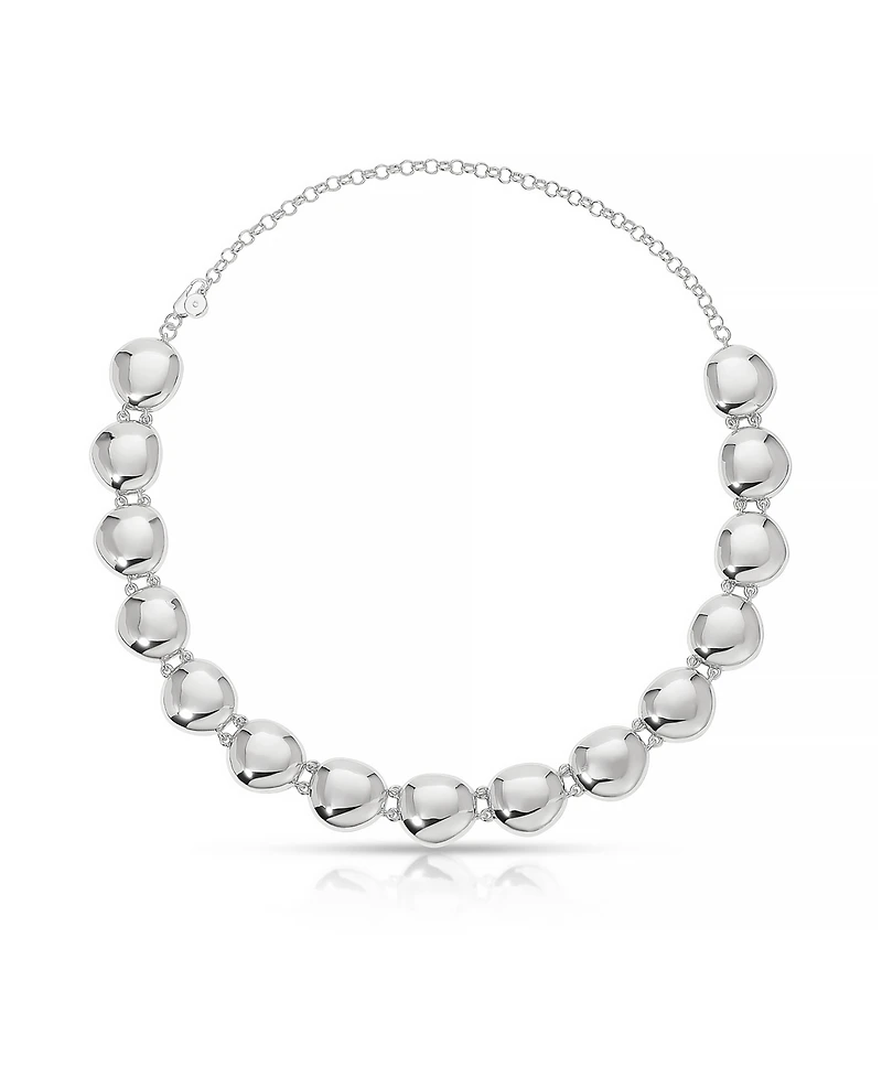 Ettika Polished Rhodium Pebble Choker Necklace