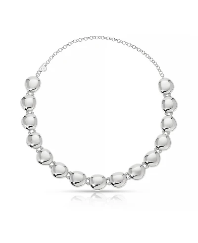 Ettika Polished Rhodium Pebble Choker Necklace