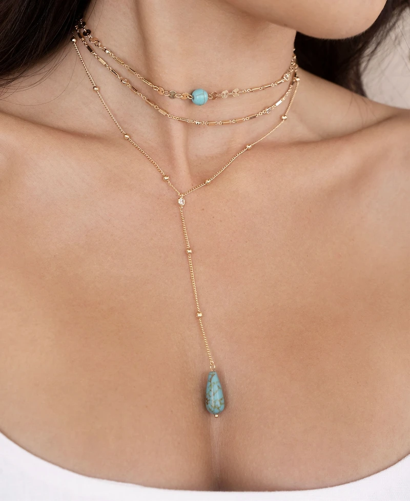 Ettika Turquoise 18k Gold Plated Multi-Chain Choker