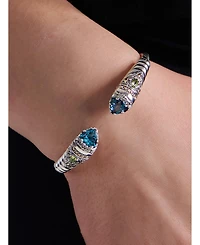 Devata Garnet & Bali Uluwatu Cuff Bracelet in Sterling Silver and 18K Gold