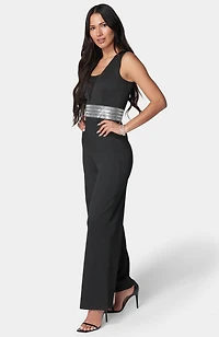 bebe Women's Embellished Wide Leg Jumpsuit