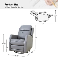 Hulala Home Donat Faux Leather Swivel Recliner