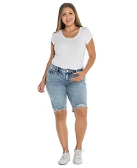 Slink Jeans Plus Frayed Hem Bermuda Shorts