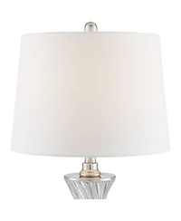 Luca Modern Table Lamps 25.5" High Set of 2 with Usb Charging Port Glass Chrome Silver Metal White Fabric Drum Shade for Living Room Bedroom Hous