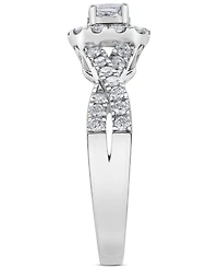 Diamond Cushion & Round Halo Twist Engagement Ring (3/4 ct. t.w.) in 14k White Gold