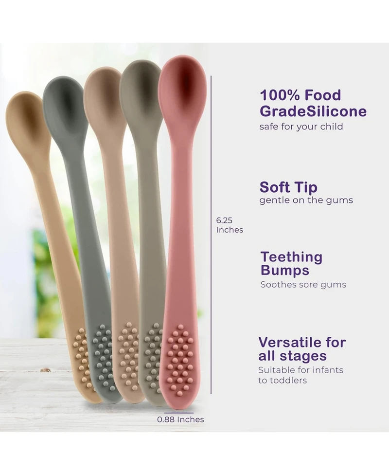Sperric Baby Spoons First Stage Silicone Baby Spoon – Self Feeding Baby Utensils – Infant Spoons First Stage Baby Feeding Spoon