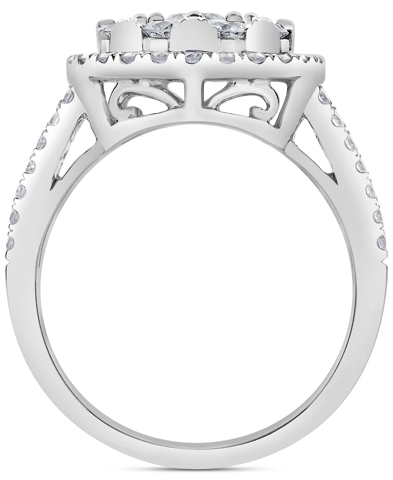 Diamond Halo Cluster Engagement Ring (1-1/2 ct. t.w.) in 14k White Gold