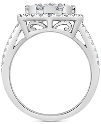 Diamond Halo Cluster Engagement Ring (1-1/2 ct. t.w.) in 14k White Gold