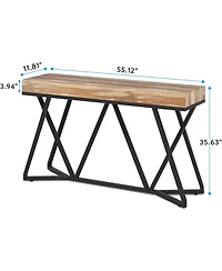 Tribesigns 55 Inches Console Table, Farmhouse Sofa Table Wood Entryway Table with Unique Metal Base, Behind The Couch Table Foyer Table, Accent Table