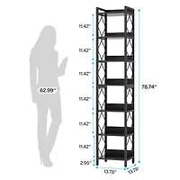 Tribesigns 78.7 Inch Extra Tall Narrow Bookshelf, 9 Tier Bookcase for Small Spaces, Freestanding Display Shelves, Multifunctional Corner Storage Organ