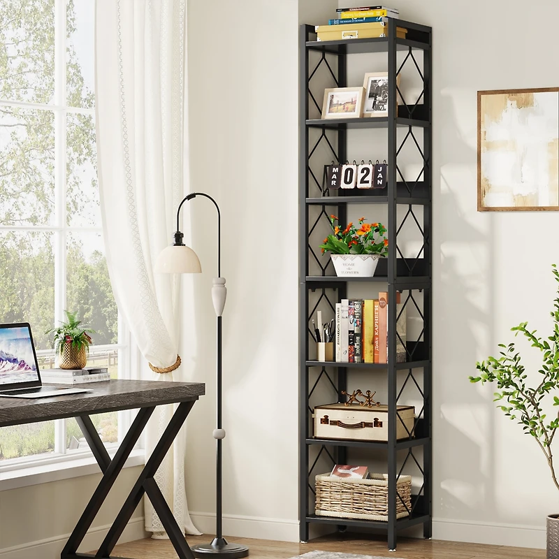 Tribesigns 78.7 Inch Extra Tall Narrow Bookshelf, 9 Tier Bookcase for Small Spaces, Freestanding Display Shelves, Multifunctional Corner Storage Organ