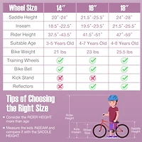 Children's Bicycle with Front Handbrake and Rear Coaster Brake Safe Easy-to-Ride Bike for Kids