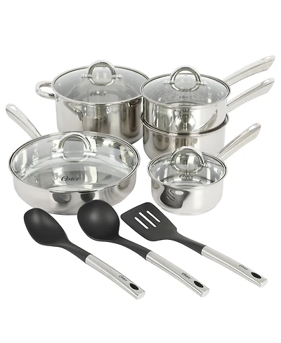 Oster Sangerfield 12 Piece Stainless Steel Cookware Set W/ Kitchen Tools