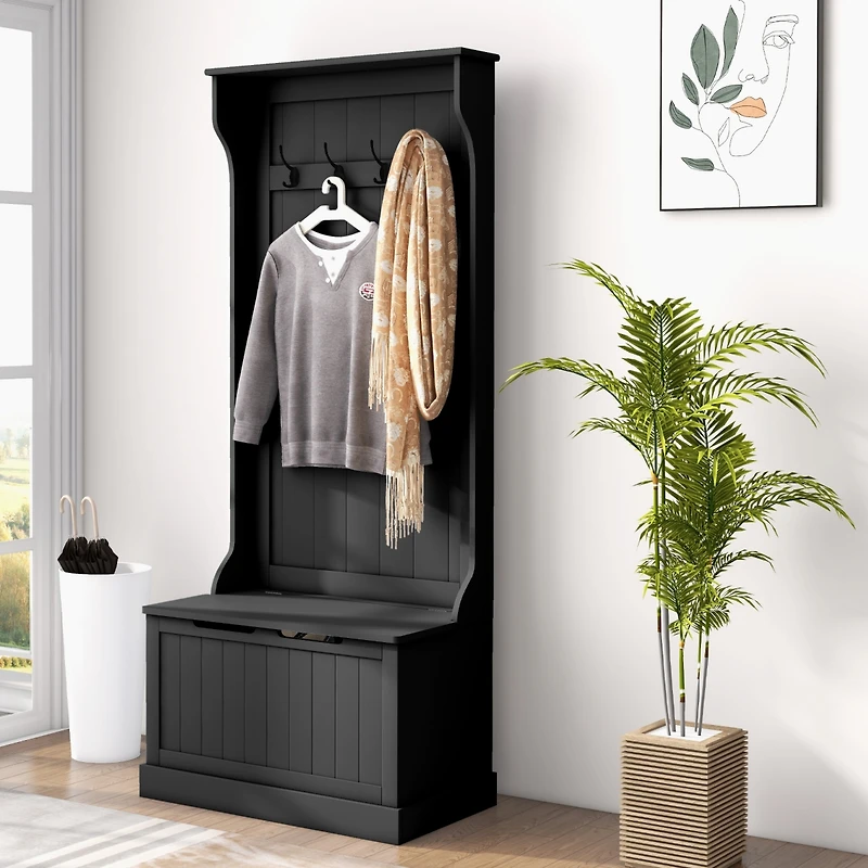Homcom Hall Tree with Coat Rack, Storage, and Sitting Bench,