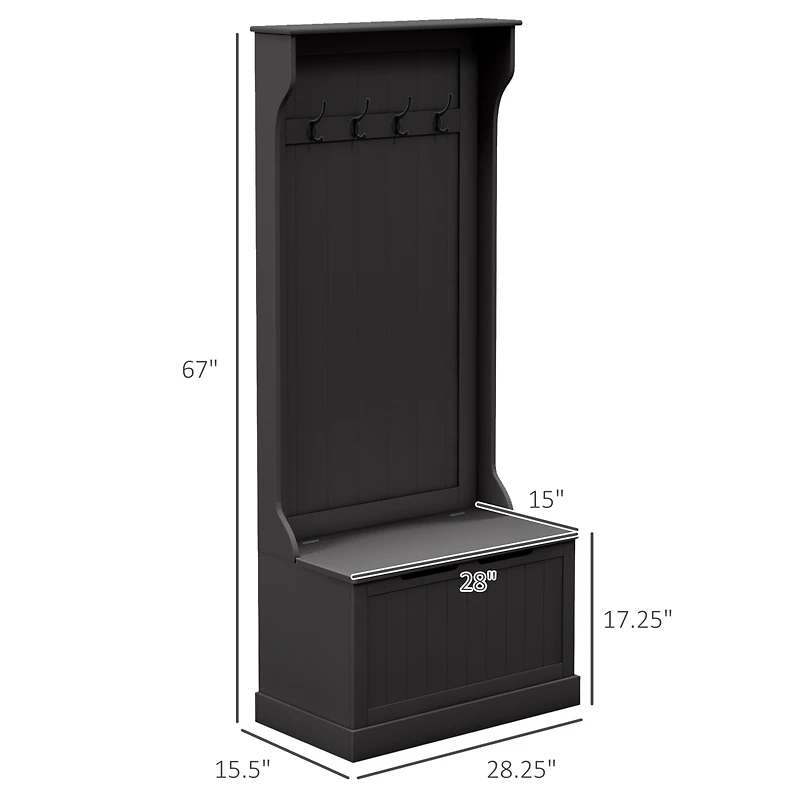 Homcom Hall Tree with Coat Rack, Storage, and Sitting Bench,