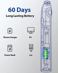 MySmile Electric Toothbrush for Adults, Rechargeable Sonic Electronic with 6 Brush Heads and Travel Case, 2 Mins 5 Modes Smart Timer, 48000