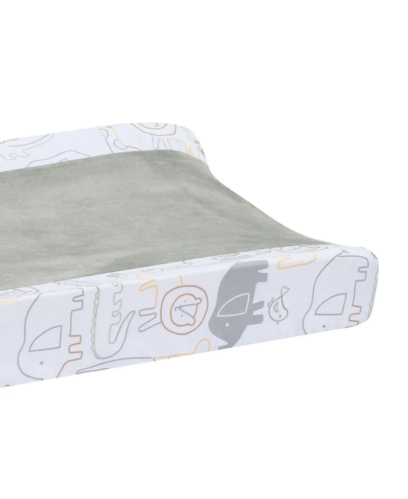 Lambs & Ivy Jungle Story Soft Minky Velour Safari Changing Pad Cover- White/Gray