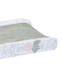 Lambs & Ivy Jungle Story Soft Minky Velour Safari Changing Pad Cover- White/Gray