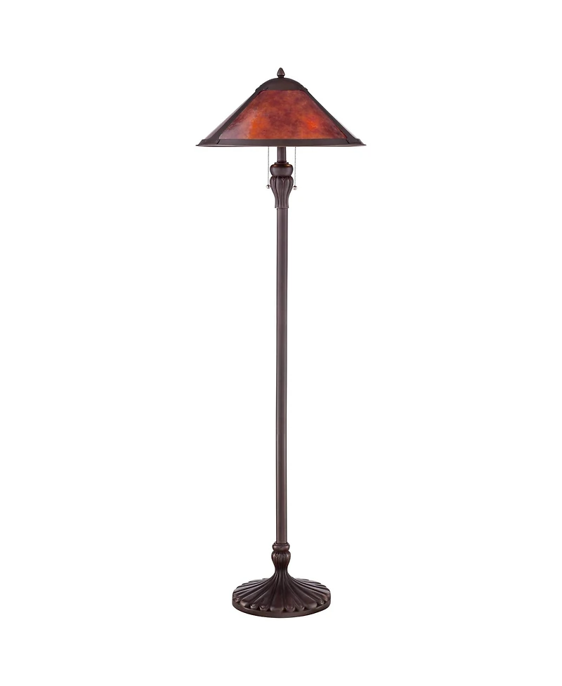Regency Hill Capistrano Rustic Mission Floor Lamp Standing 57 1/2" Tall Bronze Metal Natural Mica Cone Shade for Living Room Bedroom Office House