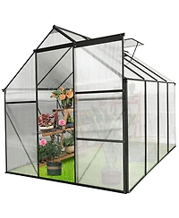 Mondawe 6x8 Ft Polycarbonate Greenhouse Raised Base and Anchor Aluminum