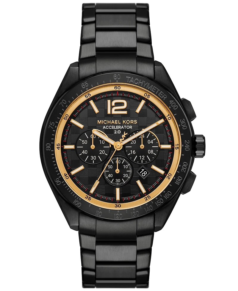 Michael Kors Men's Accelerator 2.0 Chronograph Black Stainless Steel Watch 44mm