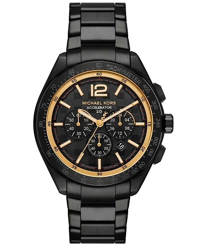 Michael Kors Men's Accelerator 2.0 Chronograph Black Stainless Steel Watch 44mm