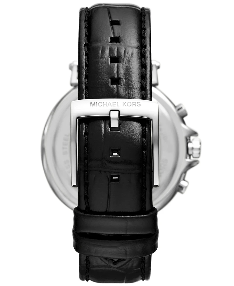 Michael Kors Women's Maren Chronograph Black Leather Watch 40mm