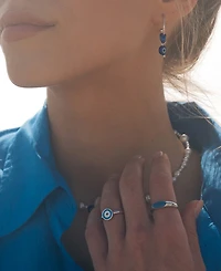 Sterling Forever Gold-Tone or Silver-Tone Blue Beaded Accent Sibyl Hoops
