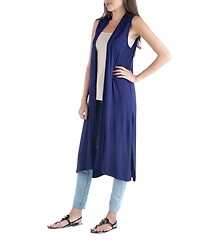 24seven Comfort Apparel Sleeveless Long with Side Slit Cardigan Vest