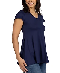 24seven Comfort Apparel Women's Short Sleeve Loose Fit Tunic Top